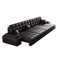 Canapé sectionnel trois places en cuir véritable de style italien, luxe léger, sans mur, électrique, petit salon