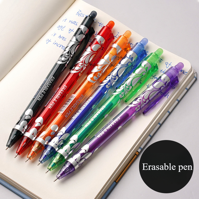 Push Color Erasable Neutral Pen Hot Erasable Student Pen Red Purple Green Boxed Ballpoint Pen School supplies