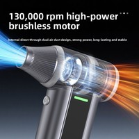 Ventilateur 130000 tr/min, 8000 mAh, 200 W, Type-C, souffleur sans fil à 3 vitesses, 2-en-1, aspirateur portatif, nettoyage de voiture et d'ordinateur
