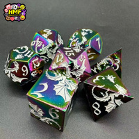 Ensemble de dés polyédriques en métal Dark Fantasy Dragon Argenté Affamé de sang pour les jeux de rôle de table Dungeons and Dragons