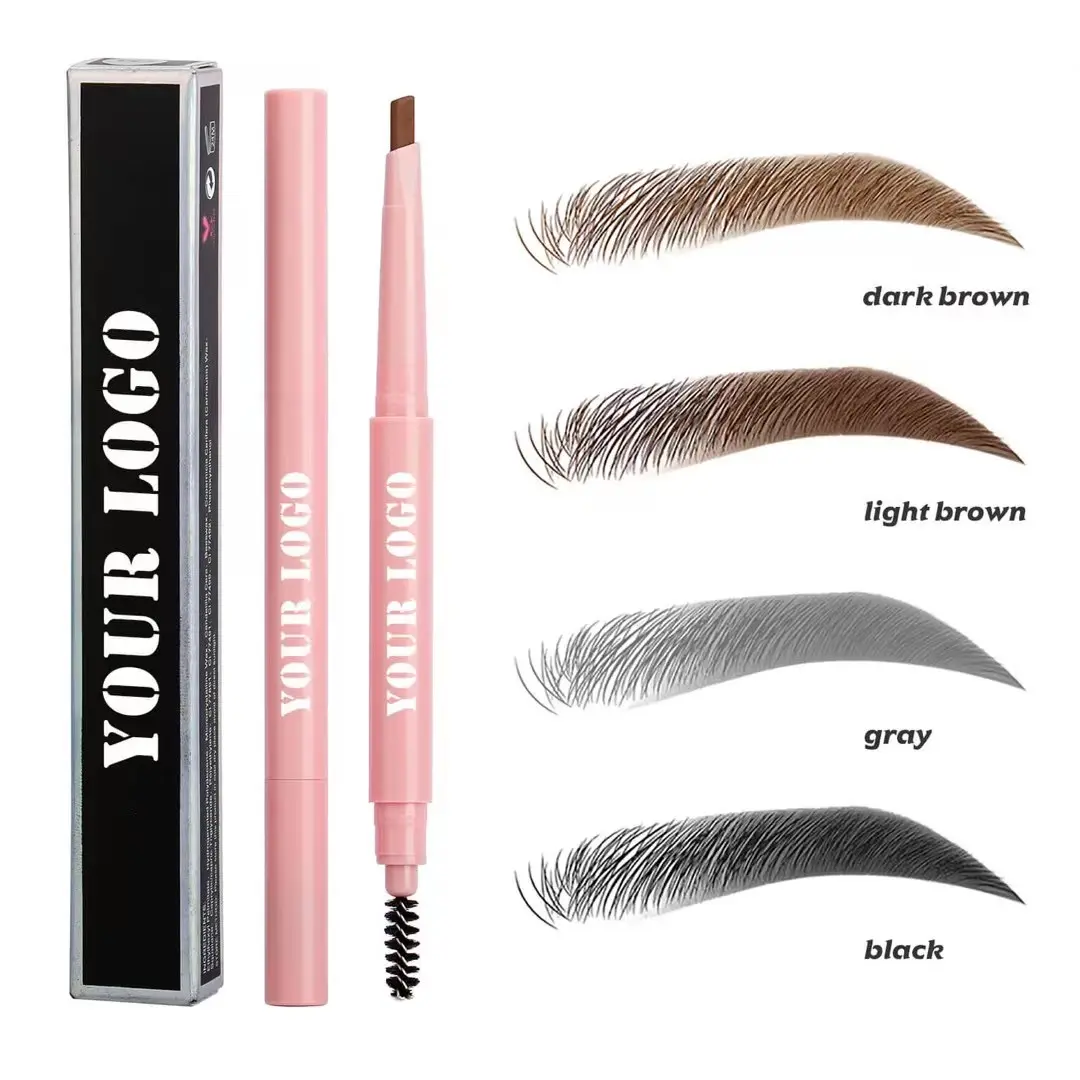 Pink Packaging Custom Logo Vegan Makeup Automatic Brow Pen Waterproof Eyebrow Pencil Private Label