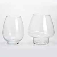 Bol à poissons en verre transparent avec base en bois, mini-bol à poissons, vase hydroponique pour fleurs, vase pour centre de table, chambre à coucher