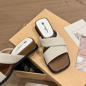 2026 Summer New Cross Strap Chunky Sole One Band Slides Versatile All Match Women Casual Outdoor Beach <b>slippers</b> - Product Image 1