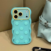 Funda para Teléfono con Diseño de Puntos Ondulados Estilo Japonés/Coreano para iPhone 17, 18 Pro, 16, 15 Pro Max, Color Caramelo, Transparente Esmerilado, Antigolpes