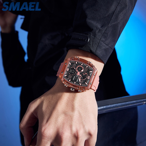นาฬิกา SMAEL 8109 หน้าปัดสี่เหลี่ยม แสดงผลแบบอนาล็อกและดิจิตอล สายซิลิโคน ตัวเรือน ABS กันน้ำ 30-50 เมตร แบตเตอรี่ญี่ปุ่น นาฬิกาข้อมือผู้ชายสำหรับเล่นกีฬากลางแจ้ง - Product Image 2