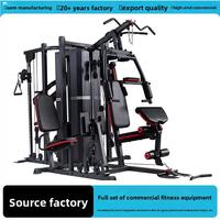 Equipo de Gimnasio Multifuncional de 5 Estaciones con Sistema de Cables de Acero y PVC, con Pec Deck y Low Row, para Entrenamiento en Gimnasios Comerciales, Unisex