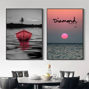 Toile imprimée de coucher de soleil de <span class=keywords><strong>bateau</strong></span> à Air chaud, affiche de décoration murale, peinture à l'huile sur toile, affiches imprimées, image d'art mural - Product Image 6