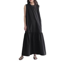 Robe longue décontractée d'été sans manches pour femme, ample, à volants étagés, en coton, grande taille, tenue de plage