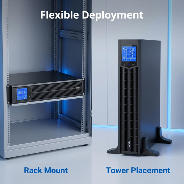 YTR1102L-J 2KVA Uninterruptible Power Supply 1.8KW 2U Rack Mount Online UPS Emergency Backup Power for Network Server