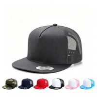 Topi Snapback 5 Panel yang Dapat Disesuaikan dengan Bagian Depan Kain & Bagian Belakang Jaring Bernapas, Gaya Sporty untuk Hip-hop Jalanan, Skateboarding, dan Penggunaan Sehari-hari