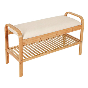 Bej bambu Entryway tezgah ayakkabı raf tezgah koridor banyo oturma odası için - Product Image 1