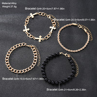 Bracelet à maillons classique plaqué or 18 carats tendance, 4 couches, avec croix en zircon et perles, pour hommes, accessoires de bijouterie, vente en gros