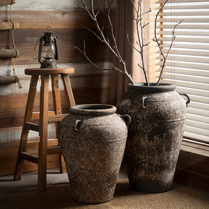 <span class=keywords><strong>Vase</strong></span> en céramique rétro <span class=keywords><strong>chinois</strong></span>, ornement, décoration de salon, dispositif d'arrangement floral au sol, pot en poterie grossière <span class=keywords><strong>ancien</strong></span> et <span class=keywords><strong>grand</strong></span>, pot à fleurs - Product Image 4