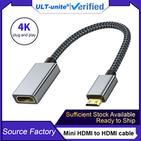 Câble Mini HDMI vers HDMI standard ULT-unite plaqué or, convertisseur HDMI2.0 4k pour caméra, projecteur, ordinateur portable, écran TV