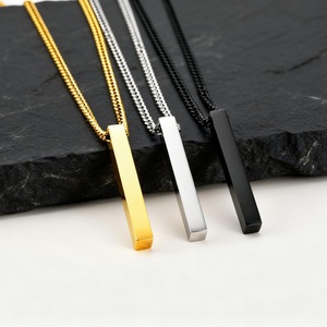 Collier pendentif carré vierge en acier inoxydable pour homme, haute qualité, avec barre de gravure de nom, vente en gros - Product Image 6
