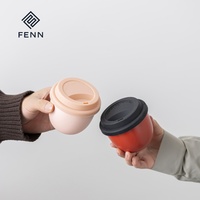 Mug de voyage en céramique personnalisé FENN 250 ml avec couvercle en silicone, sans poignée, finition mate, tasse à café portable réutilisable, cadeau, vente en gros