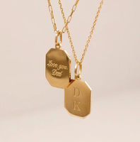 Collier personnalisé gravé avec initiale en or, en acier inoxydable plaqué or 18 carats, cadeau significatif pour elle, bijoux minimalistes