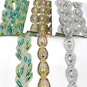 Nastro di pizzo con strass in resina scintillante e perline di cristallo, decorazione per Carnevale di Trinidad, <span class=keywords><strong>Mas</strong></span>, Samba, Rave Festival - Product Image 2
