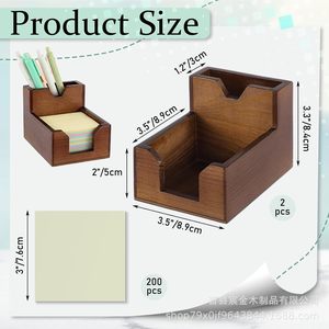 Porte-mémos en bois, organisateur de stylos de bureau avec rangement pour notes autocollantes, pour la maison, le bureau et l'école - Product Image 5