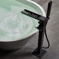 Mitigeur de bain sur pied en laiton avec douchette à main pour salle de bain