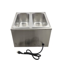Baño María Eléctrico Comercial de Acero Inoxidable con 2 Recipientes de 1/3 GN, Calentador de Alimentos de Encimera para Hoteles, Restaurantes y Comida Rápida