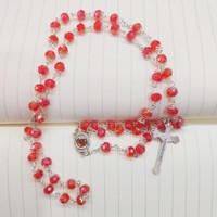 Komi gros perles de cristal religieuses chapelet avec sol saint vierge marie jésus croix pendentif prière chrétienne chapelet collier
