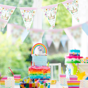 Paper cartoon1st Birthday Banner <span class=keywords><strong>Happy</strong></span> Birthday Party Decorations Kids Little Mermaid Flag Baby Shower Banner Wedding Garland - Product Image 2
