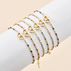 Bracelet en acier inoxydable en forme de lune, design goutte d'eau, perles colorées, bijoux de mode unisexe, cadeau - Product Image 2