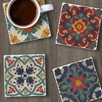Offre Spéciale – Sous-verres carrés en céramique style vintage personnalisables, diamètre 103 mm, couleur CMYK, base en liège écologique absorbante, tapis de boisson