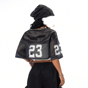 Seragam Bola Ukuran Besar Eropa Amerika 2026 Musim Panas Gaya Cewek Keren Jalanan Berlubang Bahan Polyester Pendek Y2K Pakaian Wanita - Product Image 1