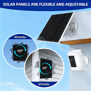 Kit Completo de Paneles Solares Monocristalinos de 5W, Cargador para Cámara de Seguridad, Impermeable IP65, Soporte Ajustable de 360°, Uso en Exteriores Inalámbrico - Product Image 2