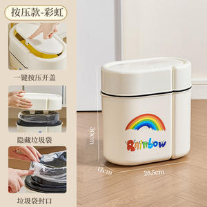ถังขยะลายการ์ตูนน่ารัก รูปทรงตัว D ฝาปิดแบบ Snap On ป้องกันกลิ่น สำหรับใช้ในบ้าน ห้องครัว ห้องน้ำ น้ำหนัก 700 กรัม รุ่น LJT03 - Product Image 5