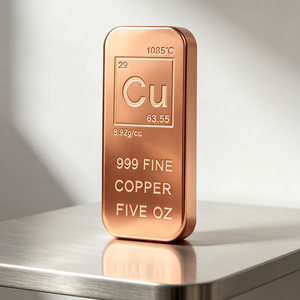 Barre de cuivre fin 999, 5 oz, forme carrée, non alliée, haute pureté, lingot métallique - Product Image 1