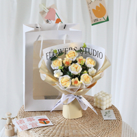 Bouquet de fleurs en laine tissées à la main marguerite au Crochet Rose tulipes au Crochet Bouquet de fleurs pour femmes fille cadeau