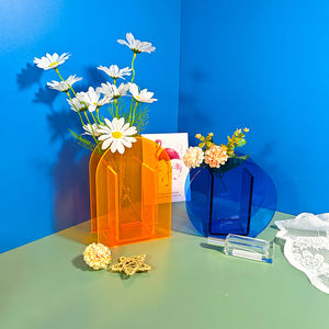 Vaso acrilico di piccolo colore trasparente su ordinazione all'ingrosso vaso floreale acrilico rettangolare del fiore di nozze - Product Image 2