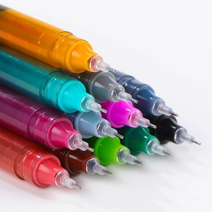 12 penna a sfera liquida traslucida asta ad asciugatura rapida penna ad acqua creativa cancelleria rossa 0.5mm penna Gel per gli studenti - Product Image 2