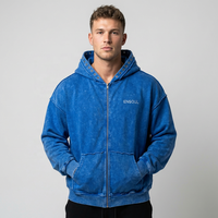 Sweat à capuche zippé vintage OEM/ODM personnalisé, brodé, streetwear, épais 450 g/m², délavé à l'acide, effet vieilli, haute qualité, pour homme, automne