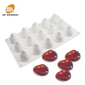 AK 15holes Strawberry Silicone Mousse Cake Moulds for Bakery Kitchenware Chocolate Molds MC-143