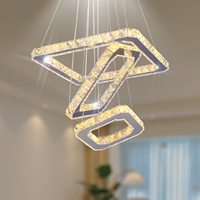Lustre moderne personnalisé à 3 carrés en cristal, éclairage pour appartement, hôtel, 3 carrés, luminaires suspendus en acier inoxydable