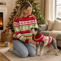 Ensemble de pulls en tricot assortis pour chien et propriétaire, sur mesure, ODM, OEM, vente en gros, Noël, famille, animal de compagnie, parent, pull, gilet
