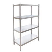 Étagère de rangement en acier inoxydable à 4 niveaux, assemblée, réglable, robuste, autoportante, résistante à la corrosion, pour cuisine commerciale
