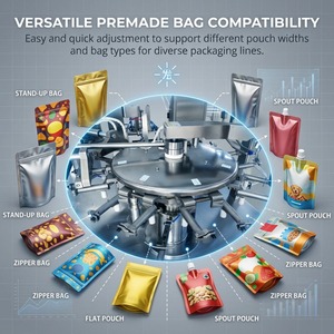 Máquina Multifunción para Llenado y Empaquetado de Polvo de Proteína, Bebidas Instantáneas y Polvo de Frutas en Bolsas Preformadas Doypack con Película de Papel - Product Image 1