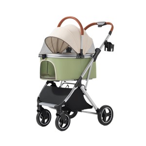Poussette carrée solide classique moderne de luxe en métal pour animaux de compagnie, avec <span class=keywords><strong>nacelle</strong></span> amovible, pliable, ultra-légère, à bouton - Product Image 1