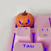 Aflion Vente en gros de touches de clavier personnalisées en forme de citrouille d'Halloween, touches de clavier en résine 3D translucides personnalisées, dessin animé, couleurs rétro faites à la main