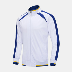 Sweat-shirt de sport à fermeture éclair blanc, bleu et jaune, pour tenues assorties en famille, uniformes parent-enfant, vêtements d'entraînement - Product Image 1