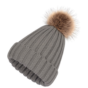 <span class=keywords><strong>Bonnet</strong></span> tricoté d'hiver pour <span class=keywords><strong>femme</strong></span> avec fausse fourrure en peluche Pom Warm 3D brodé Skull Cap pour la plage et les affaires - Product Image 1