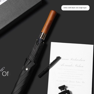 Printable Logo Business Umbrella Retro Wooden Handle Golf Umbrella for Men Women Semi-Auto Open Umbrella Long Handle - Product Image 6