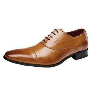 Zapatos Oxford de Cuero Genuino para Hombre, con Punta Puntiaguda, con Cordones, Formales, de Vestir, Color Sólido, para Todas las Temporadas, Envío Directo - Product Image 1