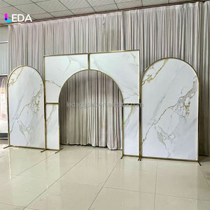 LEDA Custom Fantasy Gold Frame Durable Rectangle Stainless Steel Geometry Panel Wedding Arch <b>Backdrop</b> for Wedding Events Decor - Product Image 3
