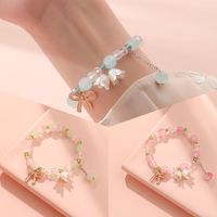 Bracelets à breloques en forme de nœud papillon plaqués or au design kawaii, promotion, couleur printemps fantaisie, perles acryliques en forme de tulipe, bracelets pour adolescentes